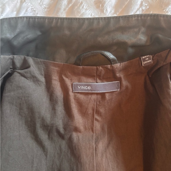 Vince Army Green Polished Cotton and Leather Utility Jacket XS - Picture 7 of 15